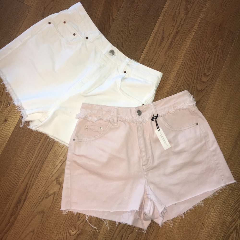 2 pairs- high waisted TOP SHOP denim shorts
